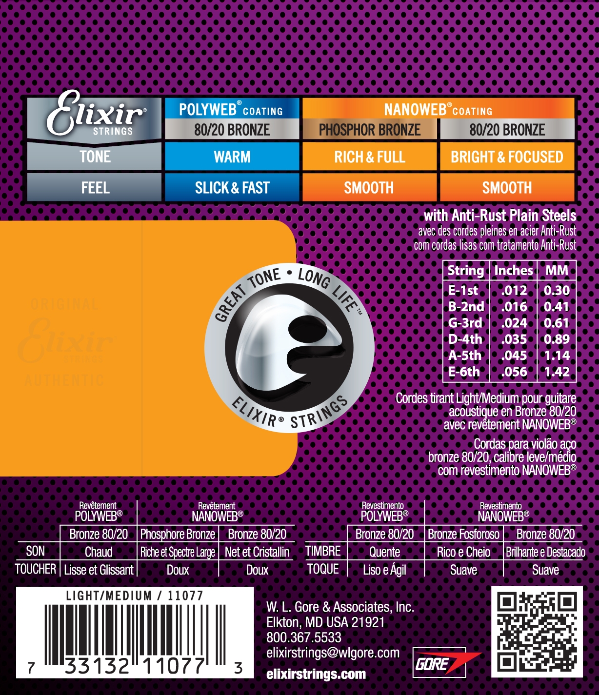 Elixir NANOWEB 80/20 Bronze Acoustic Strings 12-56 - Image 3