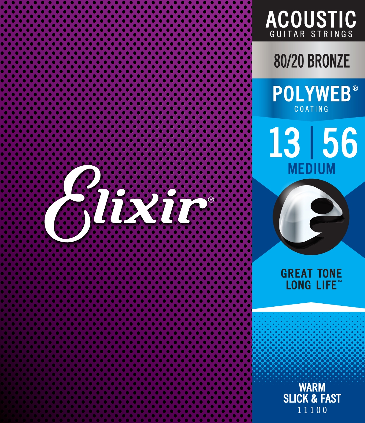 Elixir 80/20 Bronze Medium (13-56) POLYWEB Strings