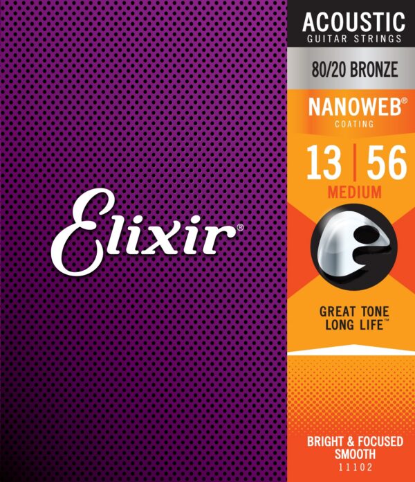 Elixir 80/20 Bronze NANOWEB Acoustic Strings, Medium