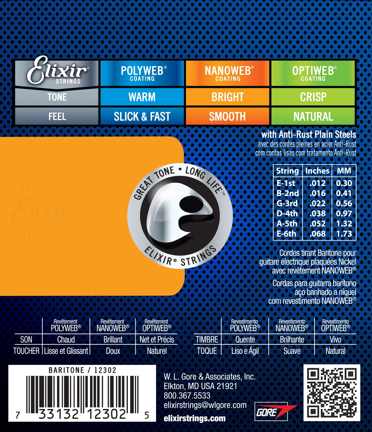 Elixir NANOWEB Baritone Electric Strings .012-.068 - Image 2