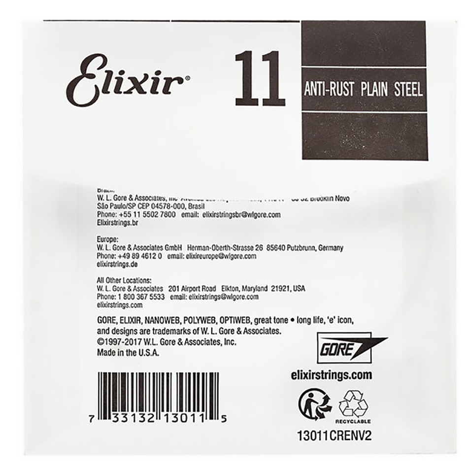 Elixir .011 Anti-Rust Plain Steel Single String - Image 2
