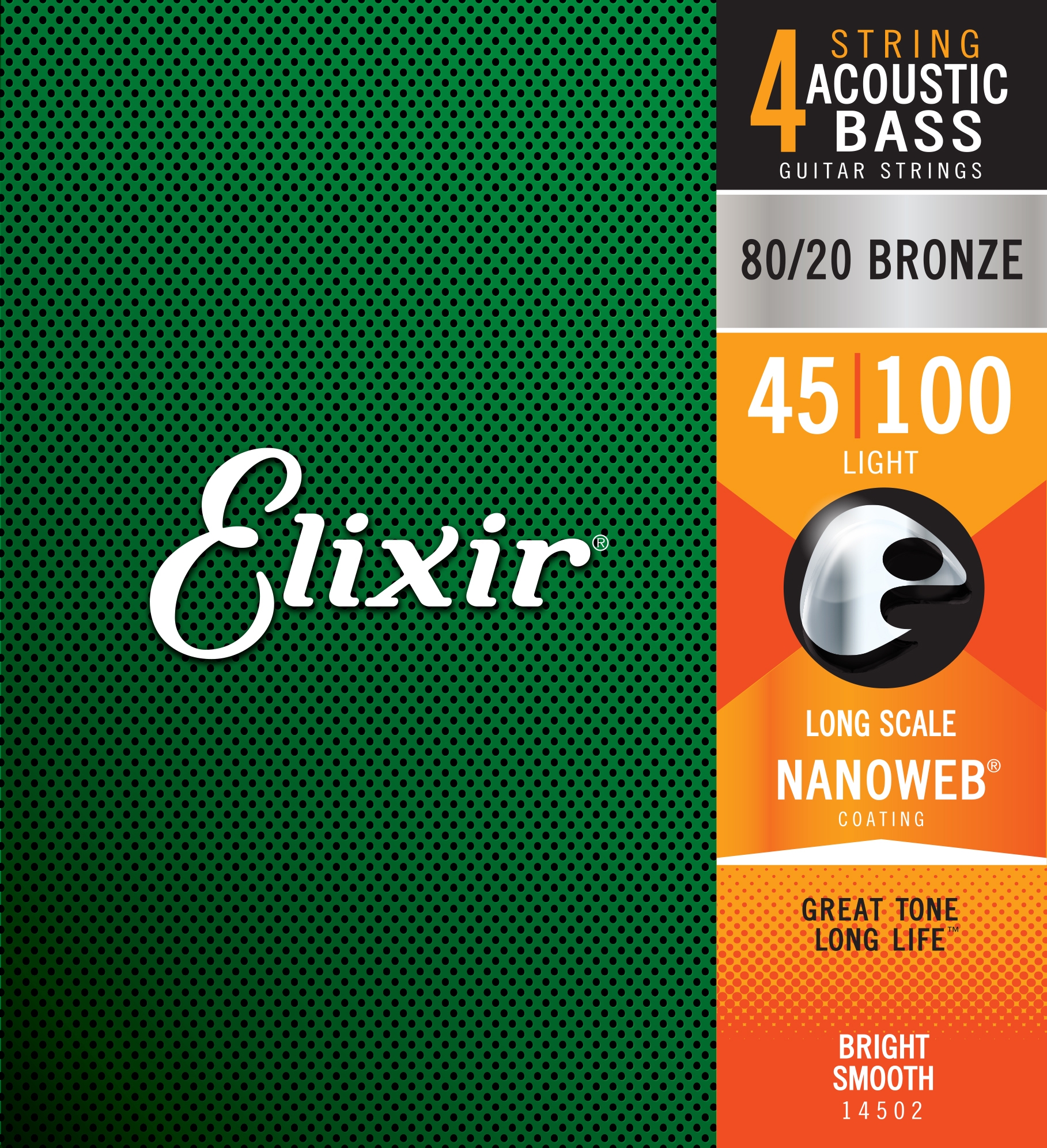 Elixir NANOWEB 80/20 Bronze Acoustic Bass 4-String .045-.100