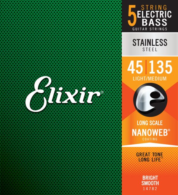 Elixir 5-String Bass Strings Light/Medium .045-.135 NANOWEB