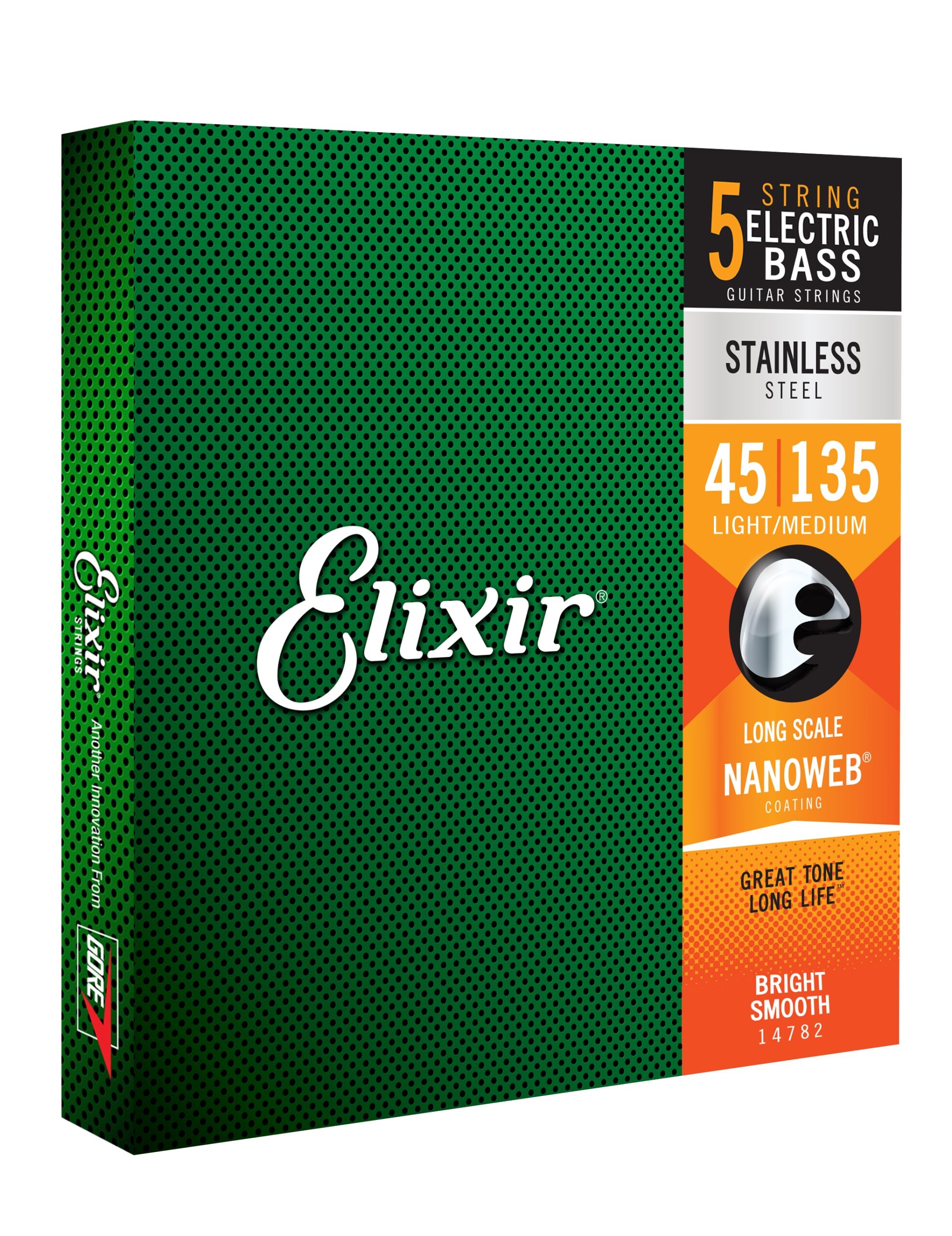 Elixir 5-String Bass Strings Light/Medium .045-.135 NANOWEB - Image 2