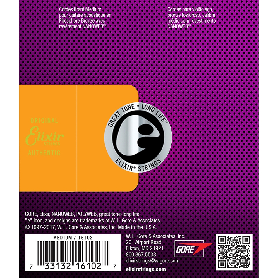 Elixir Phosphor Bronze NANOWEB Acoustic Strings, Medium - Image 3