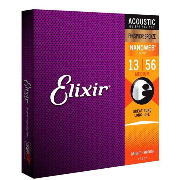 Elixir Phosphor Bronze NANOWEB Acoustic Strings, Medium