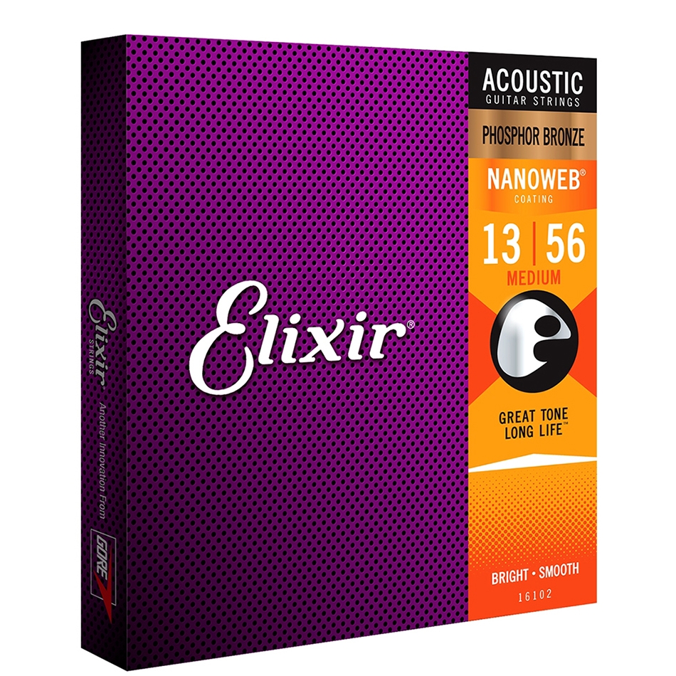 Elixir Phosphor Bronze NANOWEB Acoustic Strings, Medium