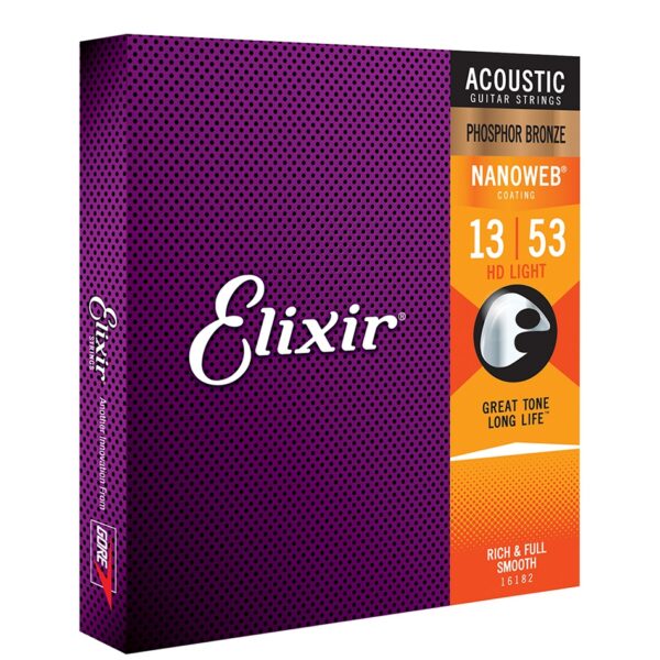 Elixir NANOWEB Acoustic Strings, HD Light 13-53