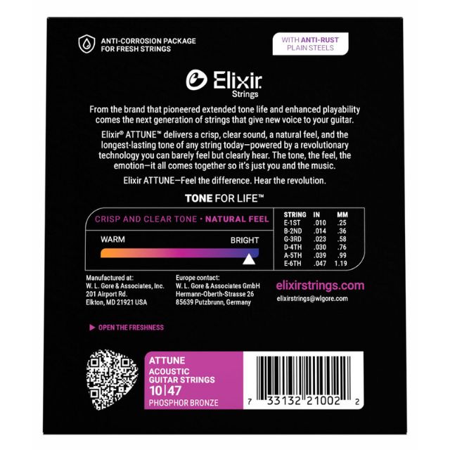 Elixir Attune Phosphor Bronze Acoustic Strings 10-47 - Image 2