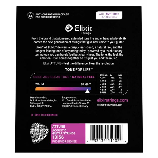 Elixir Attune 21102 Phosphor Bronze Acoustic Strings 13-56 - Image 2