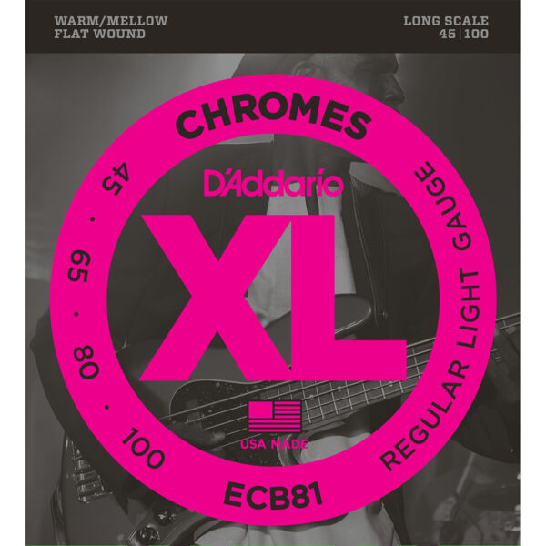 D'Addario ECB81 Chromes Flatwound Bass Strings 45-100