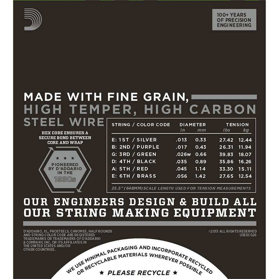 D'Addario ECG26 Chromes Flatwound Electric Strings Med - Image 3