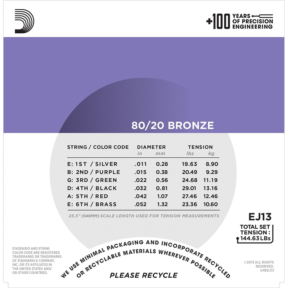 D'Addario EJ13 Custom Light 80/20 Bronze Acoustic Strings - Image 4
