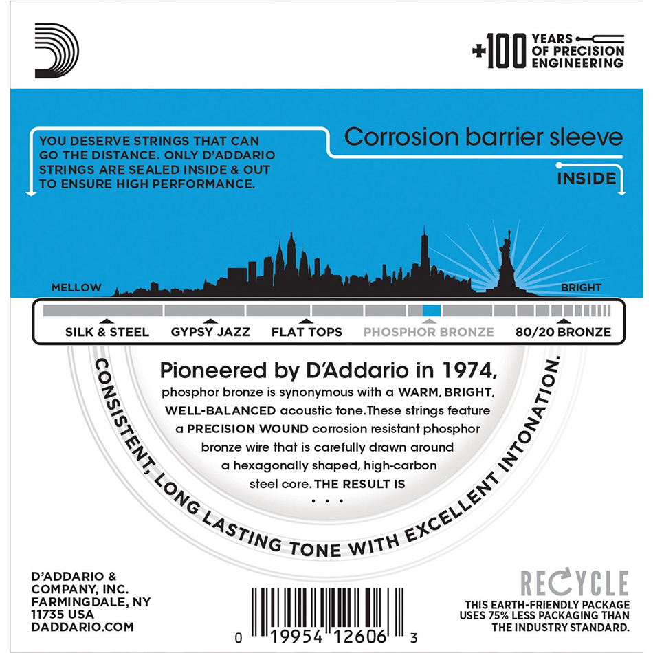 D'Addario EJ16-3D Phosphor Bronze Light 3-Pack - Image 3
