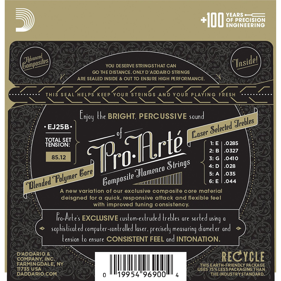 D'Addario EJ25B Pro-Arte Flamenco Black Classical Set - Image 4