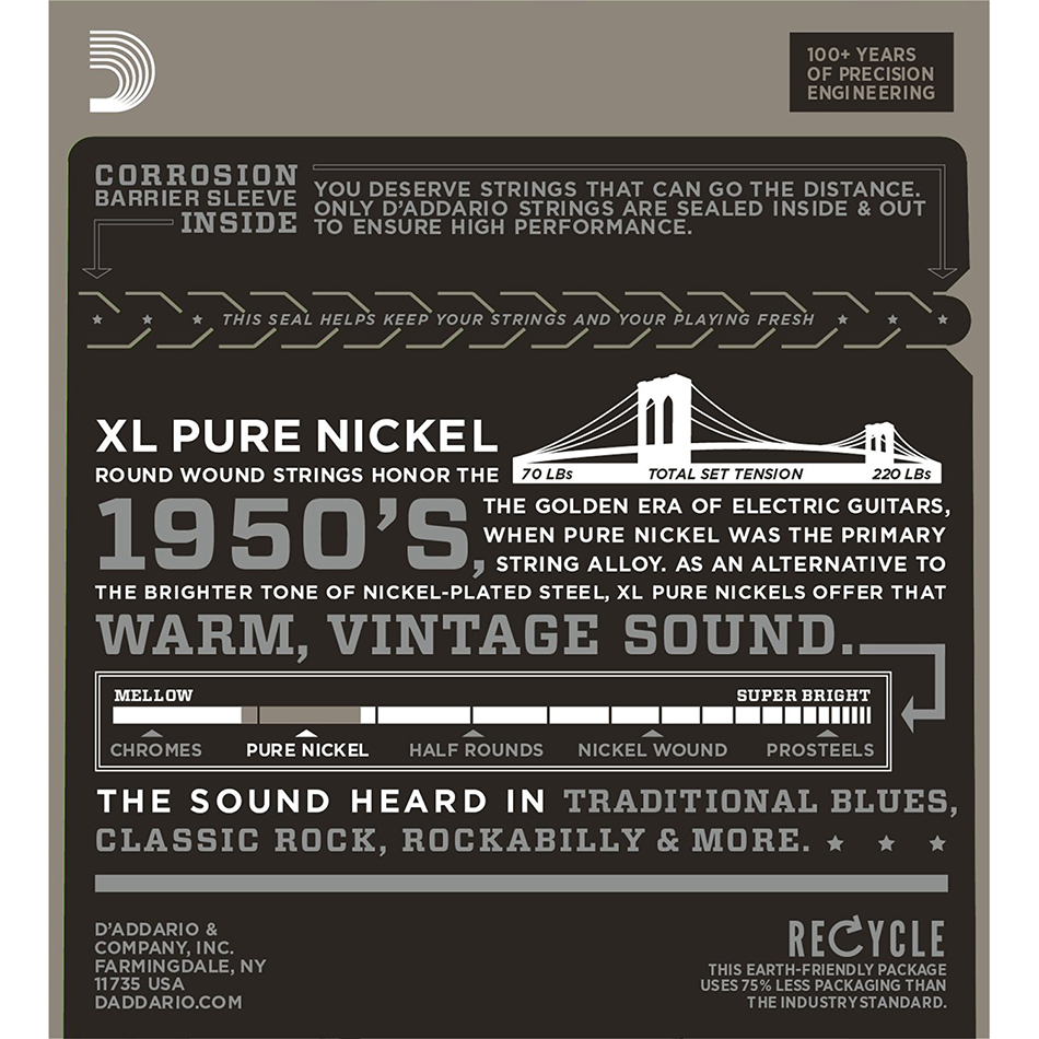 D'Addario EPN110 Pure Nickel Electric Strings, Reg Light 10-45 - Image 4