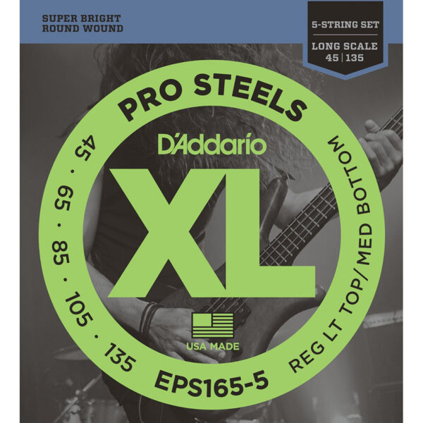 D'Addario EPS165-5 ProSteels 5-String Bass Set 45-135