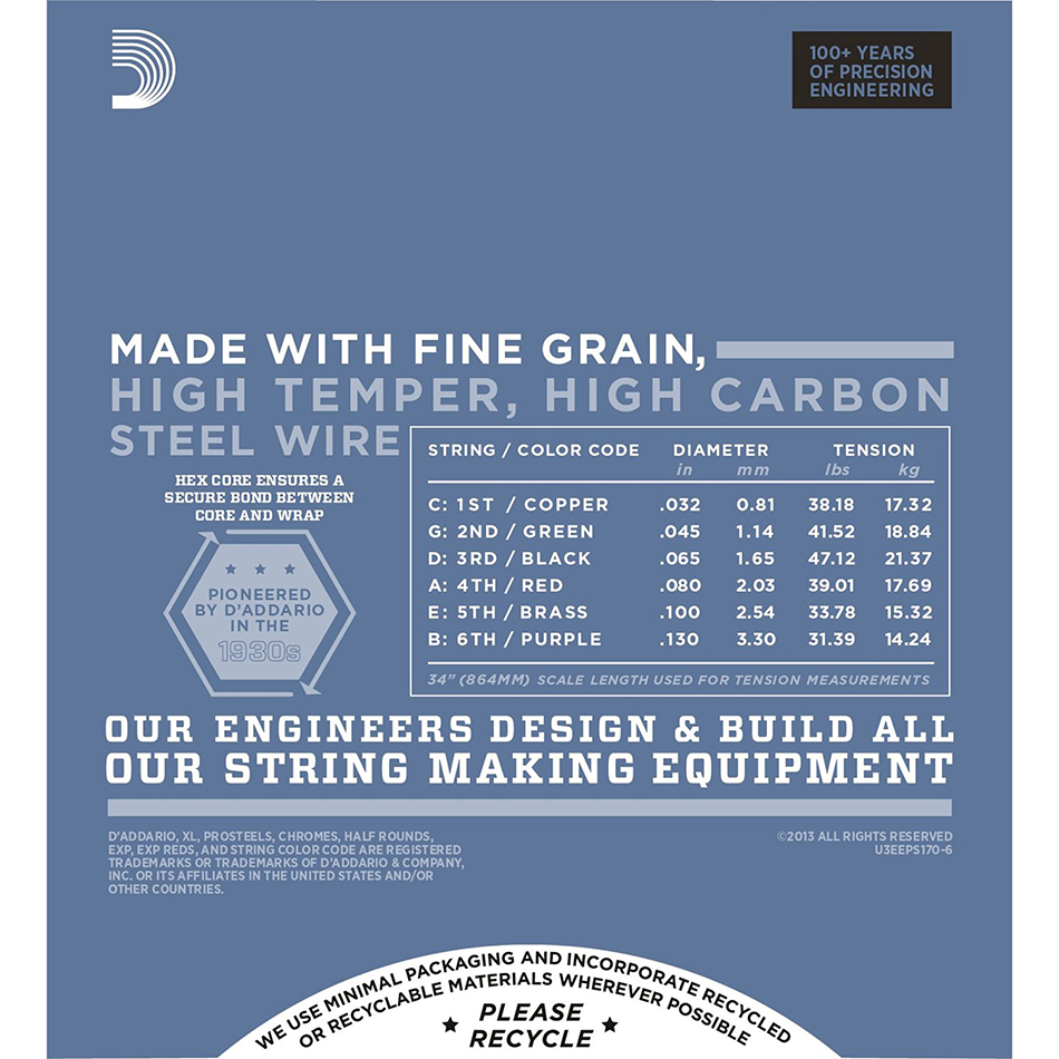 D'Addario EPS170-6 ProSteels 6-String Bass Set 30-130 Long - Image 3