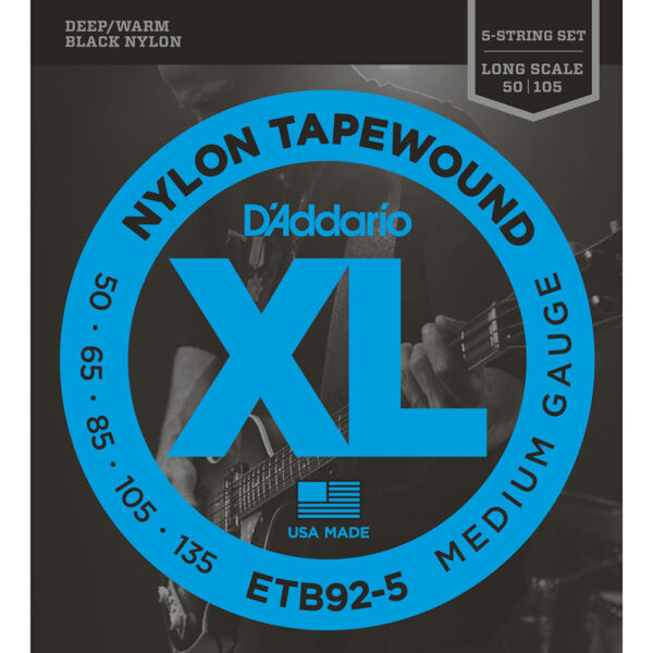 D'Addario ETB92-5 Tapewound Bass Set 50-135, 5-String Long Scale