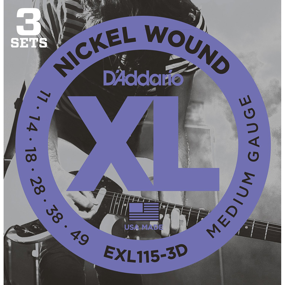 D'Addario EXL115-3D Blues/Jazz XL Nickel 3-Pack