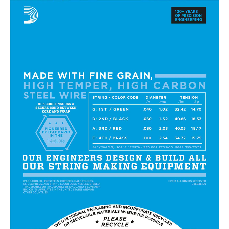 D'Addario EXL190 XL Nickel Bass Strings 40-100 Long Scale - Image 4