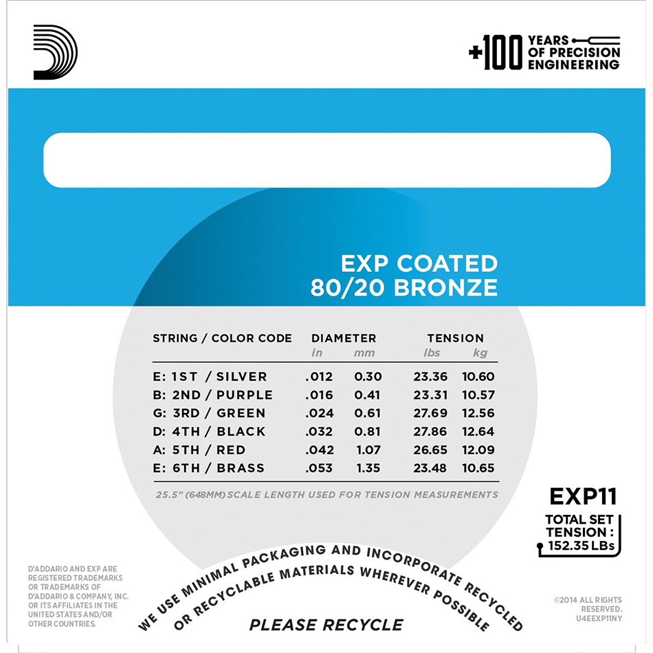 D'Addario EXP11 Acoustic Strings - 80/20 Bronze Light - Image 4