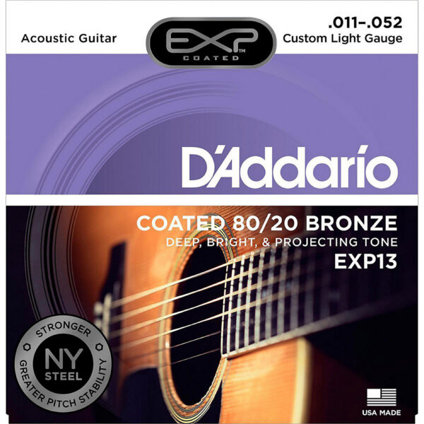 D'Addario EXP13 Coated 80/20 Bronze Custom Light Acoustic Strings