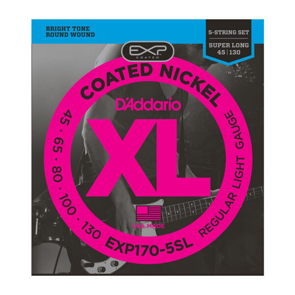 D'Addario EXP170-5SL Coated 5-String Bass Set 45-130