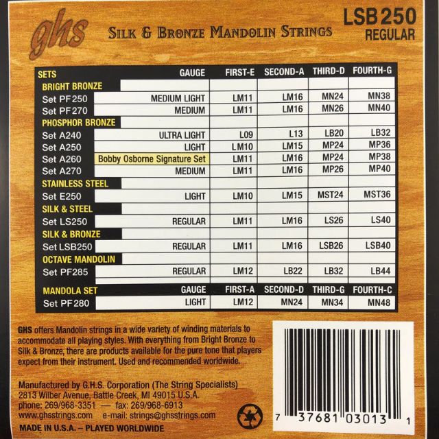 GHS LSB250 Silk & Bronze Mandolin Strings - Image 2