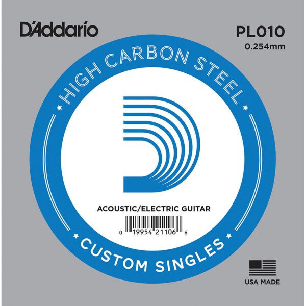 D'Addario PL010 .010 Plain Steel Single String