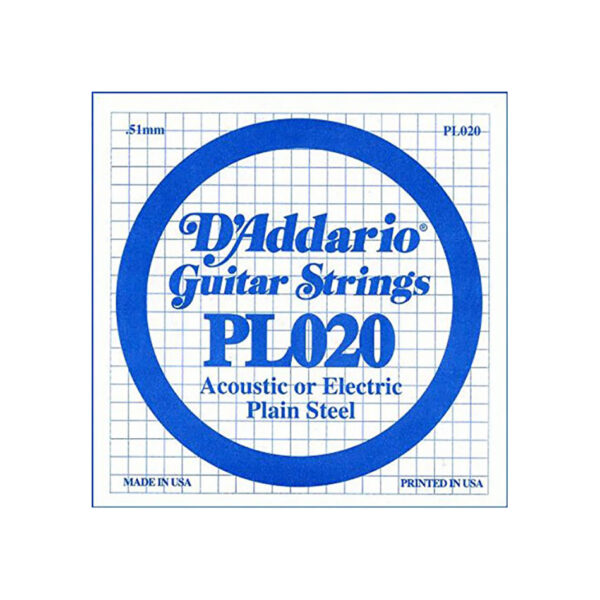 D'Addario PL020 .020 Plain Steel Single String