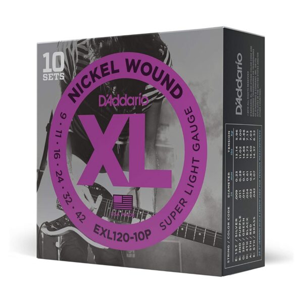 D'Addario EXL120-10P Nickel Super Light 9-42, 10-Pack
