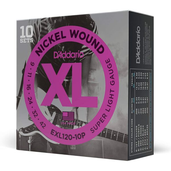 D'Addario EXL120-10P Nickel Super Light 9-42, 10-Pack