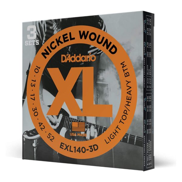 D'Addario EXL140-3D Light Top/Heavy Bottom 10-52, 3-Pack
