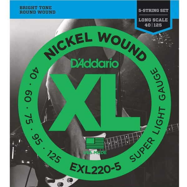 D'Addario EXL220 5-String Bass Set, Nickel 40-125