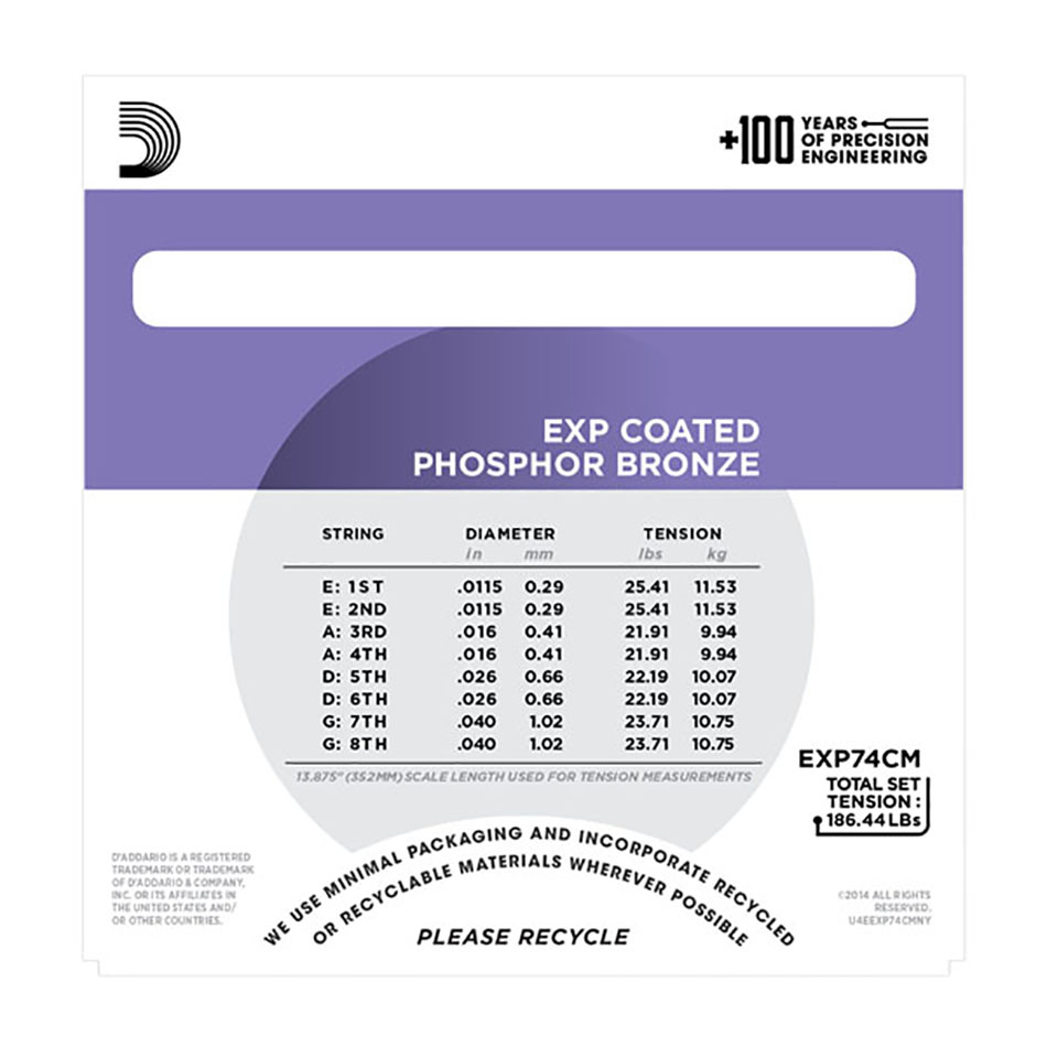D'Addario EXP74CM Coated Phosphor Bronze Mandolin Strings 11.5-40 - Image 2