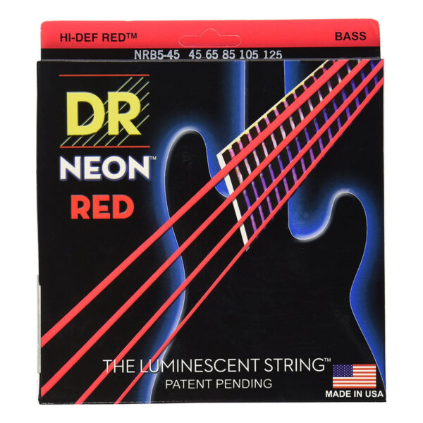 DR Hi-Def Neon Red Coated Bass Strings 45-125