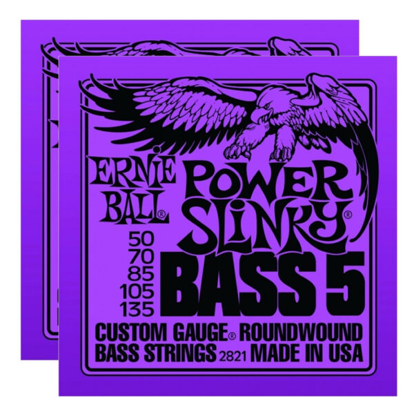 Ernie Ball Power Slinky 5-String Nickel Bass (2821) - 2-Pack