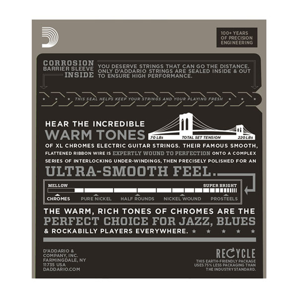 D'Addario ECG24 Chromes Flat Wound Jazz Light 11-50 - Image 3