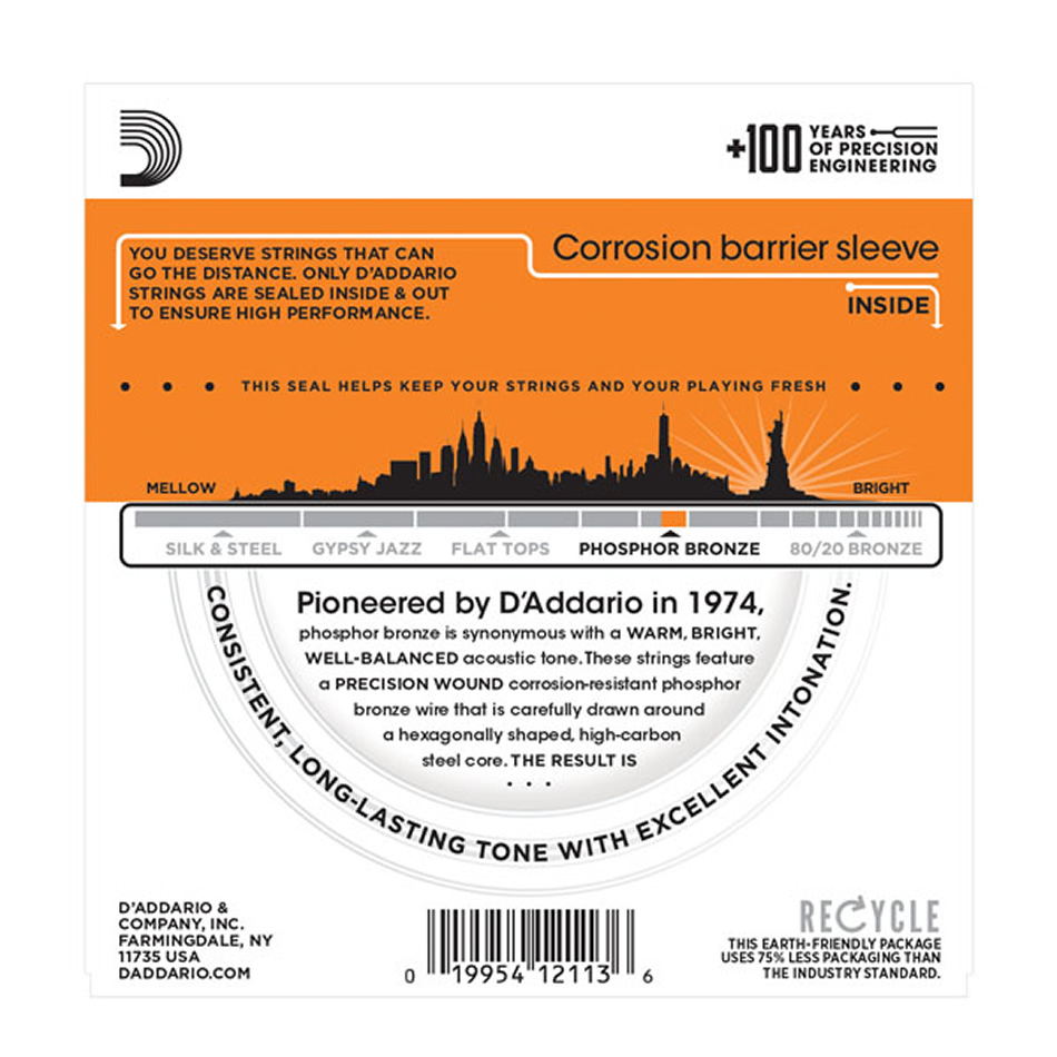 D'Addario EJ15 Phosphor Bronze Extra Light 10-47, 3-Pack - Image 4