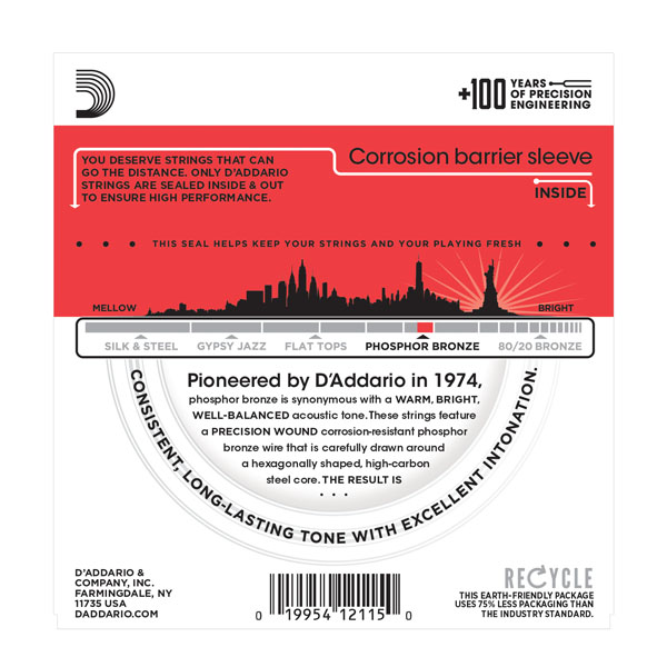D'Addario EJ17 Phosphor Bronze Medium 13-56, 10-Pack - Image 3