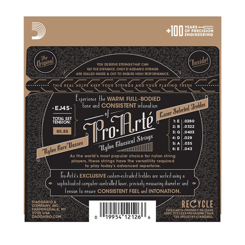 D'Addario EJ45 Pro-Arte Nylon Normal Tension 3-Pack - Image 2
