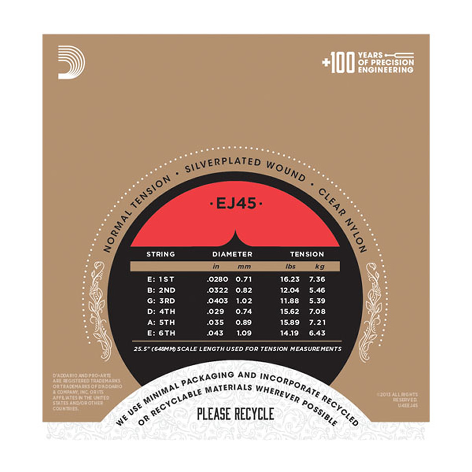 D'Addario EJ45 Pro-Arte Nylon Normal Tension 3-Pack - Image 3