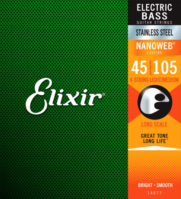 Elixir 14677 Nanoweb Stainless Bass Strings 45-105