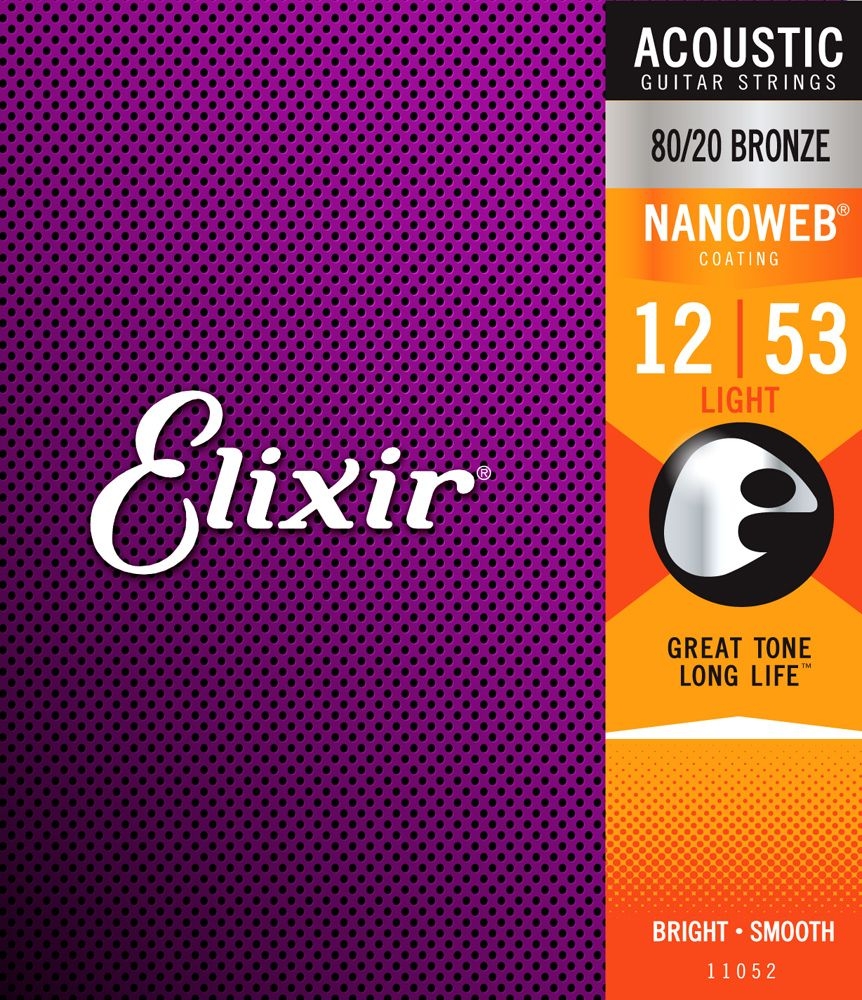 Elixir Nanoweb 80/20 Bronze Acoustic Strings, Light 12-53