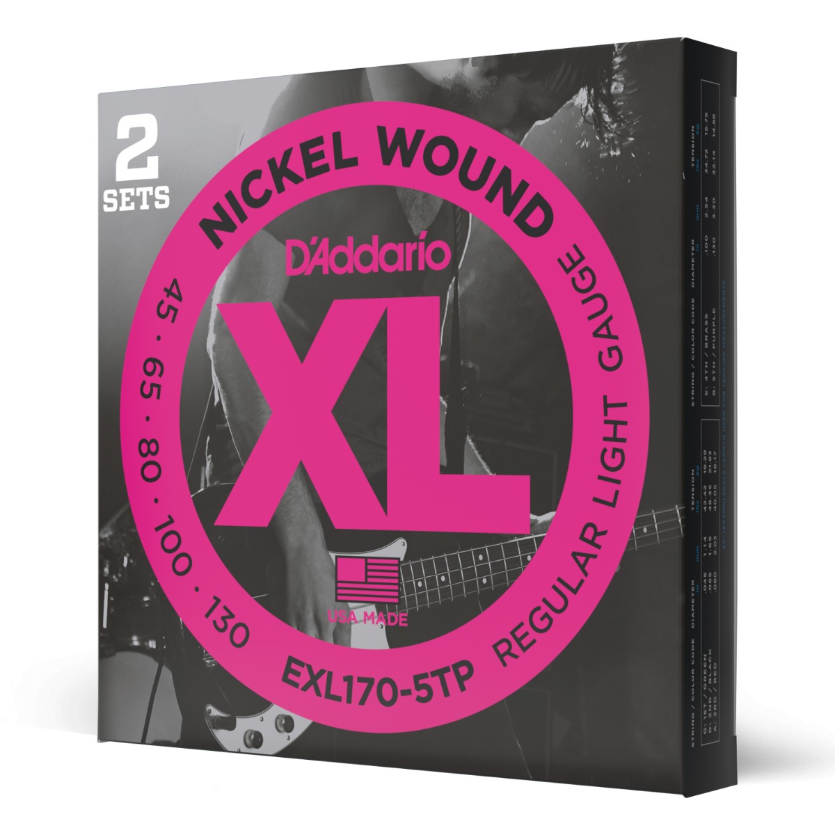 D'Addario EXL170-5TP 2-Pack XL Nickel 5-String Bass 45-130 - Image 3
