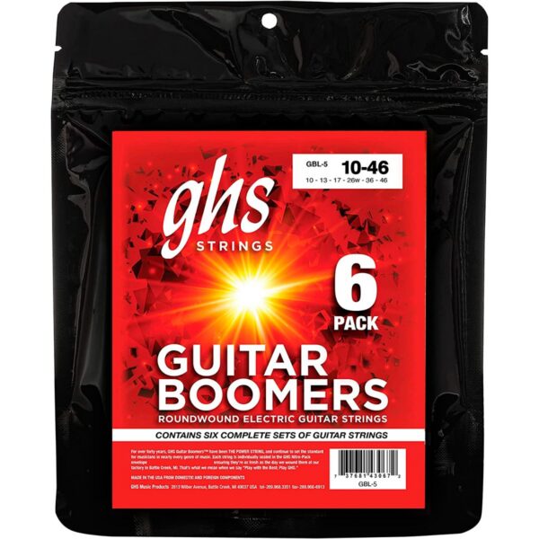 GHS Boomers Light 010 Electric Strings – 5 Pack + Bonus Set