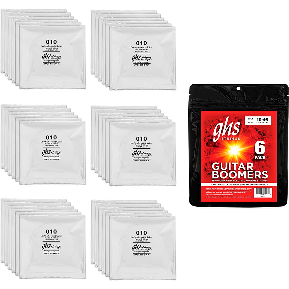 GHS Boomers Light 010 Electric Strings – 5 Pack + Bonus Set - Image 2
