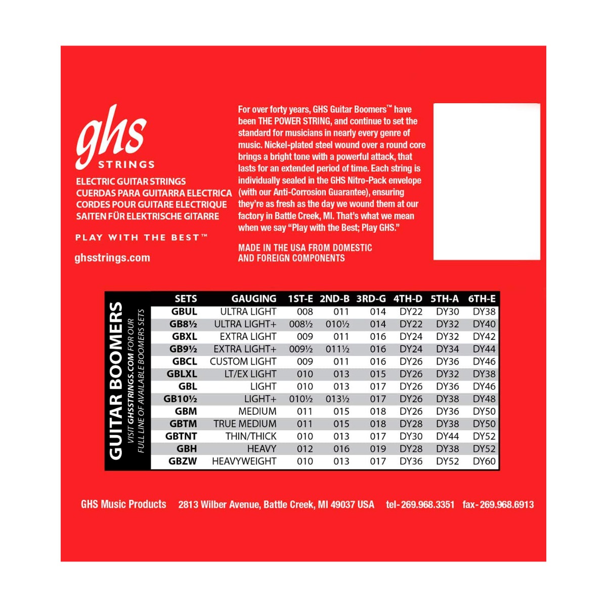 GHS Boomers 011-050 Electric Guitar Strings - Image 2