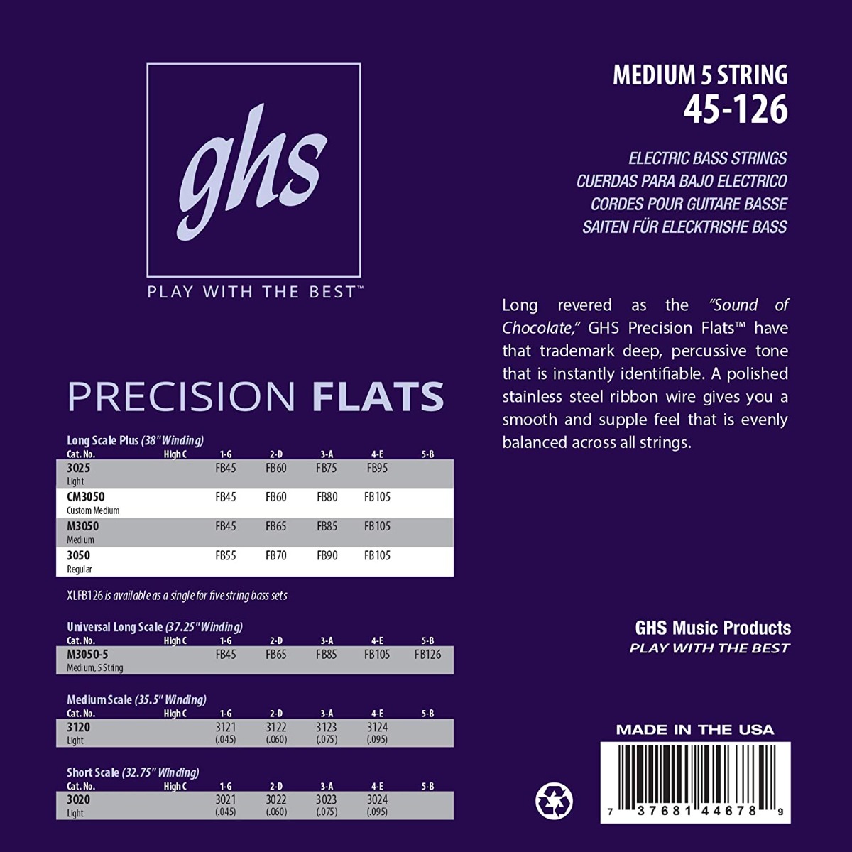 GHS Precision Flatwound Bass Strings - Long+ Medium - Image 2